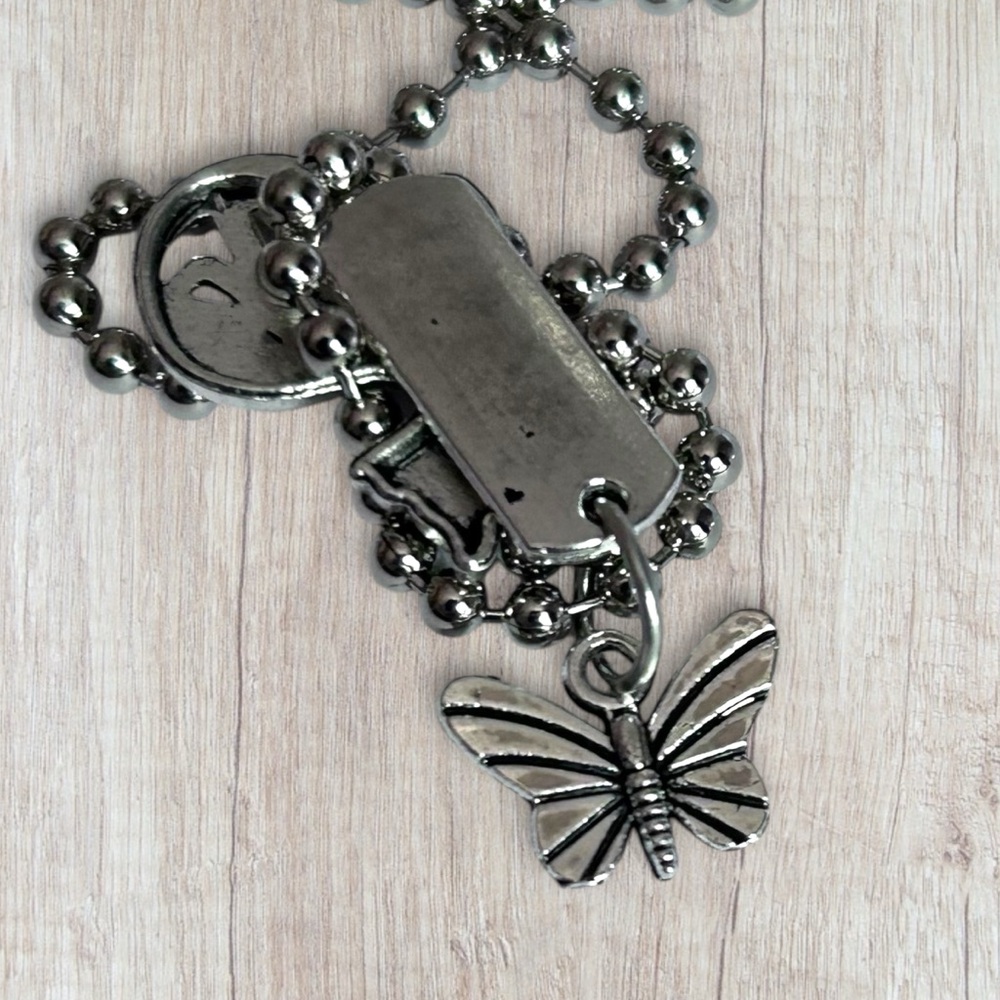Hand Crafted Necklace GRACE Dog Tag Charms Retro Cat Butterfly Tibetan Pendant - Picture 5 of 6